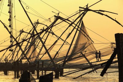 Die chinesischen Fischernetze gelten als Wahrzeichen von Cochins