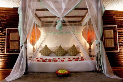 Das Himmelbett der Zimmer des Ayurvie Sigiriya