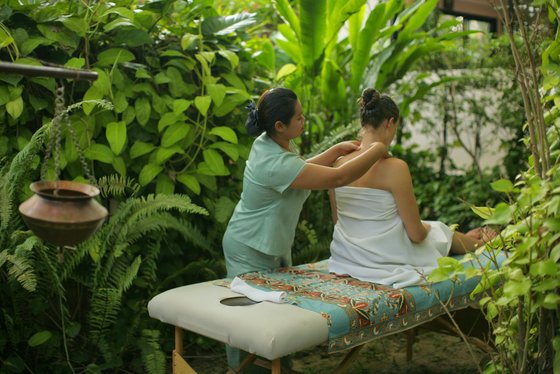 Eine Wellnessbehandlung inmitten von grünen Pflanzen