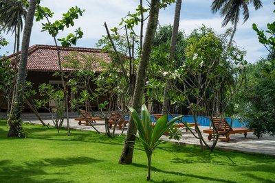 Der Pool mit großzügigem Garten