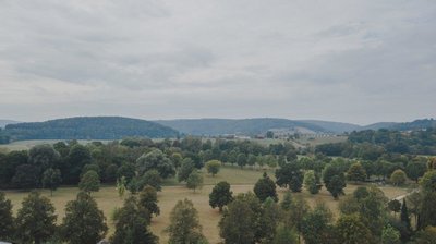 Die idyllische Hügellandschaft der fränkischen Rhön