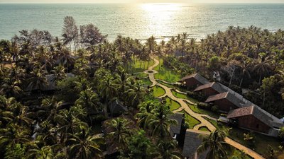Das Sitaram Beach Retreat in Kerala aus der Vogelperspektive